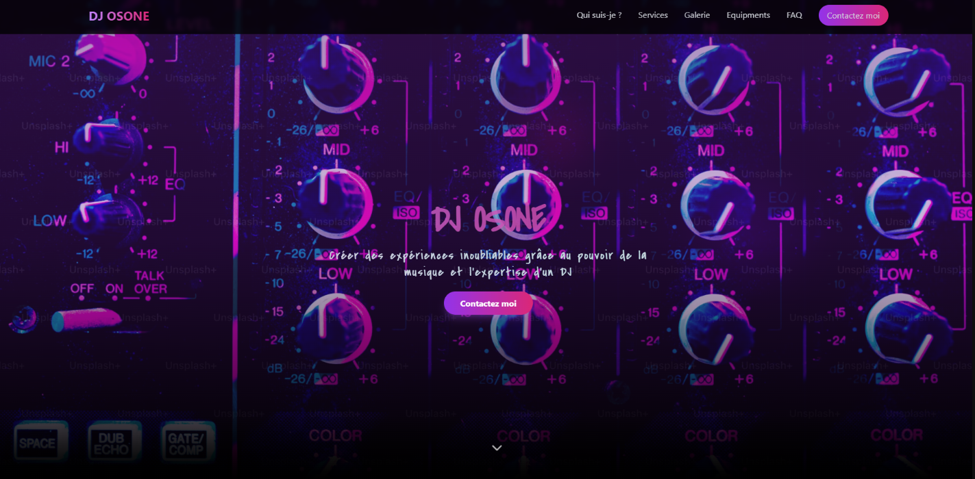Capture d'écran du projet DJ-osone Website